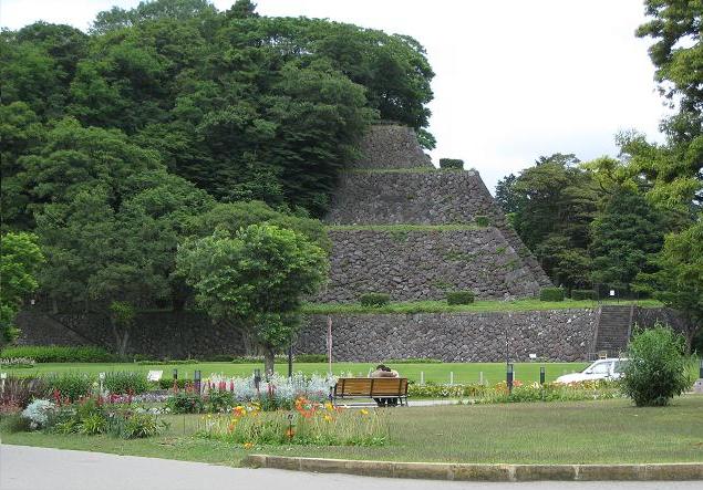 The stonework on the slope of the castle hill