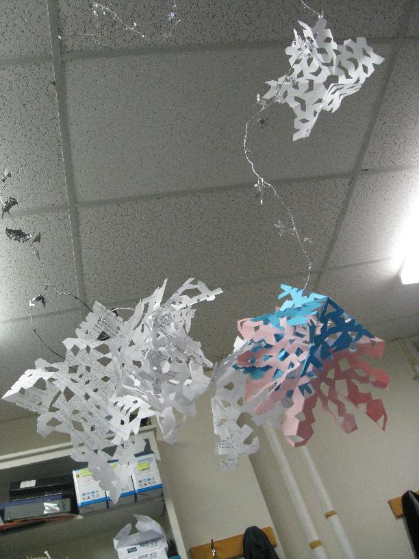 The combination of snowflakes crafted by different hands and a shiny, sparkly snowflake garland lead to an unstoppable multiplying chain-reaction of weather magicks.