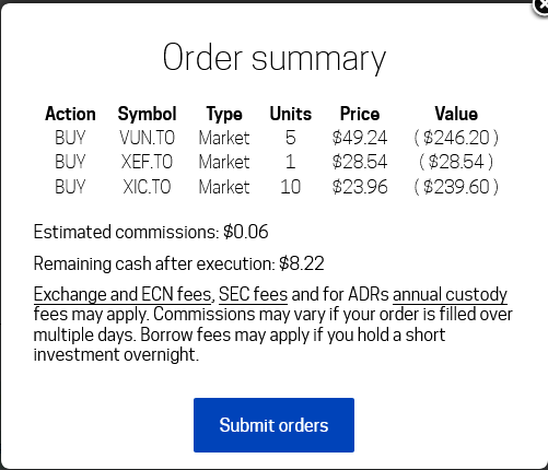 Screenshot of Passiv making a one-click trade setup.