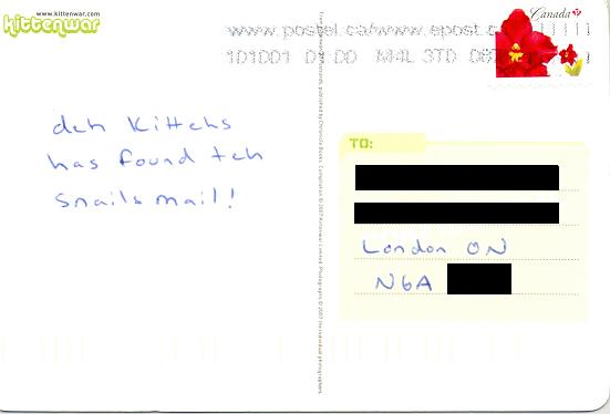 The back of the postcard. See? It was actually mailed to me!